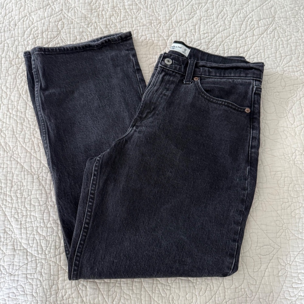 Abercrombie‎ Curve Love Baggy Low Rise Jeans Black Womens 26 Short Y2k AF 2s